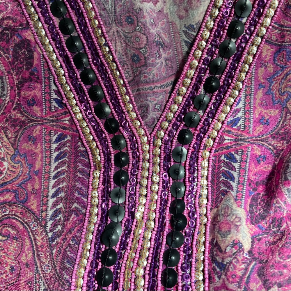 TAJ silk beaded caftan tunic - Picture 2 of 11